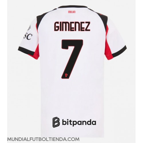 Camiseta AC Milan Santiago Gimenez #7 Segunda Equipación Replica 2025-26 para mujer mangas cortas